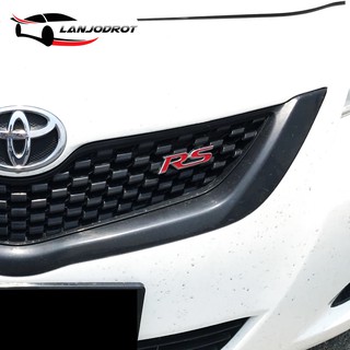 ป้ายโลโก้ Logo RS Racing อาร์เอส ติดกระจังหน้า สีแดง ขอบเงิน ติดกระจังหน้ารถยนต์ แต่งรถซิ่ง