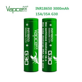 ถ่าน แท้ 100% Vapcell สีเขียวG30 3000 Mah 15A Max 35A (2 ก้อน 255฿)