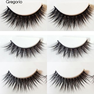 👍👄3Pairs Natural 3D หนาขนตาปลอม Fake Cross Eye Lashes Extensions