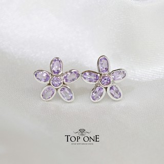 Top1Jewelry ต่างหูเงินแท้925 พลอยAmethyst แท้