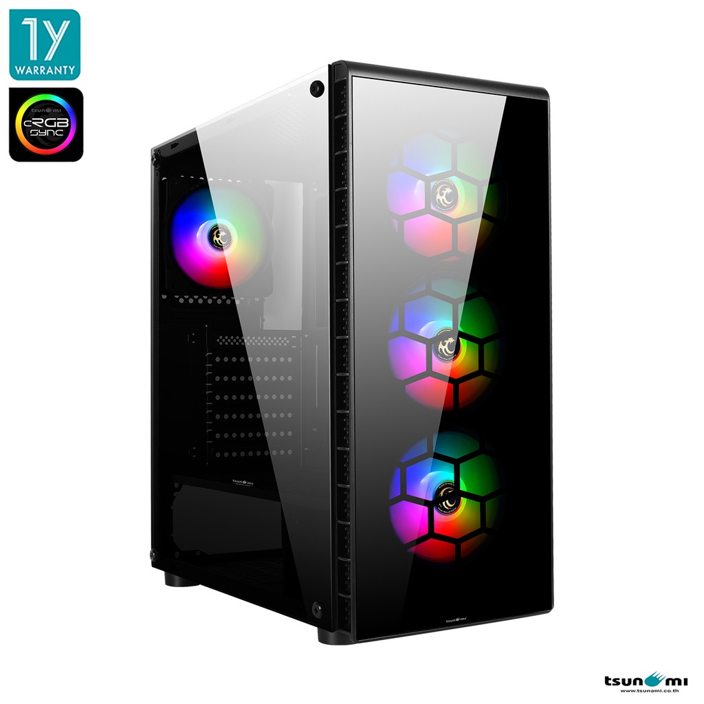 Tsunami Unlimited Junior (cRGB) Tempered Glass ATX Gaming Case with Ablaze cRGB Cooling Fan x 4 pcs