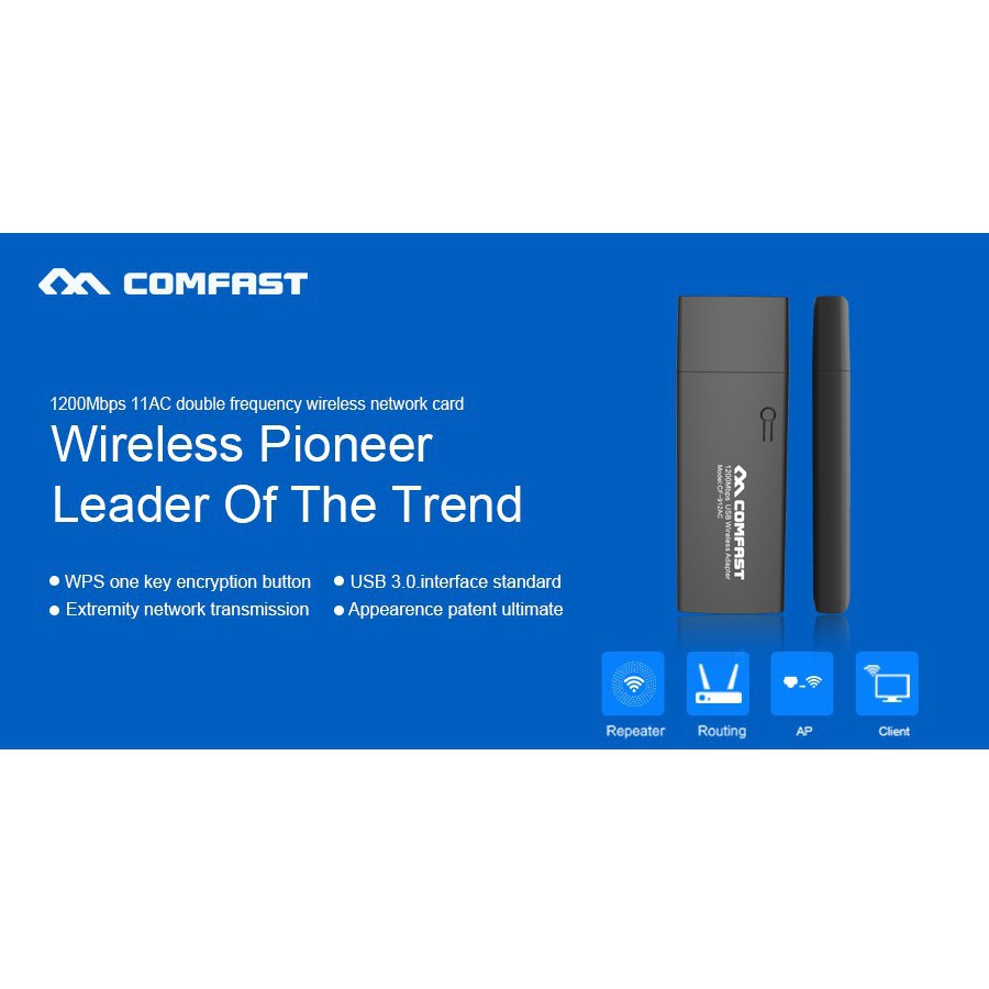 (CF-912AC)Comfast 1200Mbps USB3.0 dual-band 2.4GHz+5.0GHz ชิปRTL8812AU