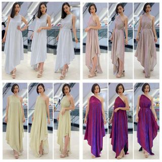 🔴แชทถามสต็อคก่อนจ่ายเงิน🔴 อก 30-42"Dress ยาว ไปงาน เดรสออกงาน เดรสไปงานแต่ง Maxi ไหล่เฉียง พร้อมเชือกรัดเอวทรงปลายเฉียงช