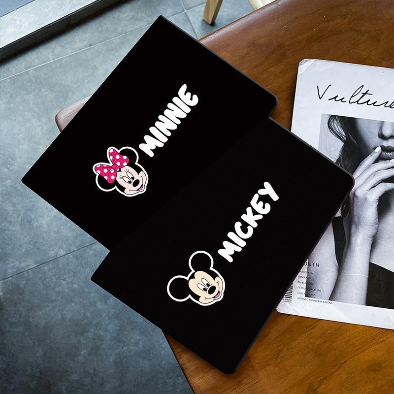 Black Mickey for เคสไอแพด air 1 2 3 4 5 mini 4 5 6 เคส pro 11 10.2 gen 7/8/9 Airbag tri-fold pen slot case