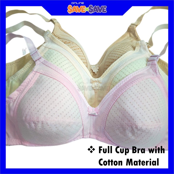 0857 Cotton Bra Cup C/D Soft Padding No Wired Bra Baju Dalam WanitaLembut 36-42 Full Cup