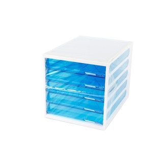 ตู้เอกสาร 5 ชั้น โครงสีขาว ลิ้นชักสีฟ้าใส ออร์ก้า CFB-5/5-tier file cabinet, white frame, clear blue drawers, ORCA CFB-5