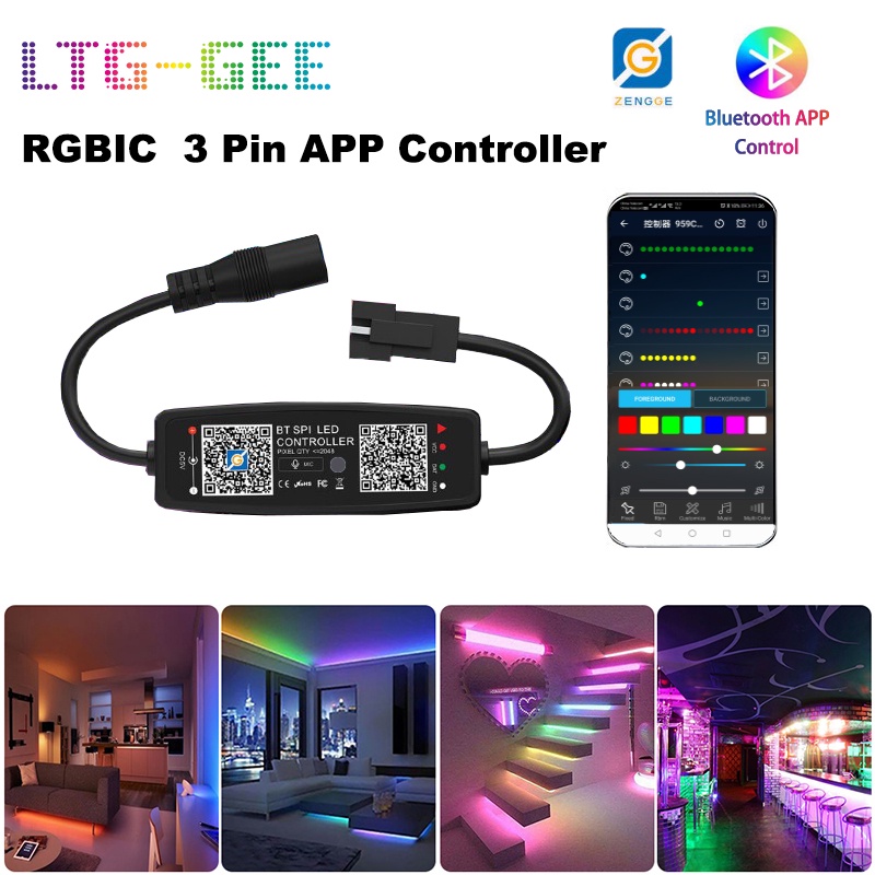 Ltg-Gee สายไฟบลูทูธพิกเซล Ws2811 Ws2812B Ws2812 หรี่แสงได้ Sk6812 Rgb Rgbw Apa102 Ws2801 พิกเซลรองรั