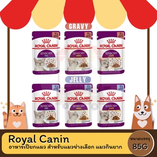 Royal Canin Sensory อาหารเปียกแมว สำหรับแมวช่างเลือก แมวกินยาก มีทั้งแบบเจลลี่ และเกรวี่ 85G