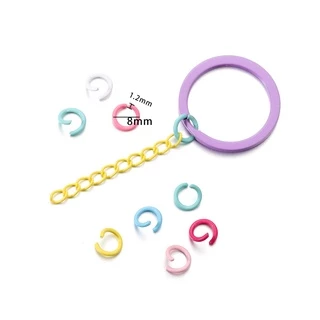 100pcs/lot แหวนแยกโลหะสีลูกกวาดเชื่อมต่อวัสดุอุปกรณ์เสริม DIY