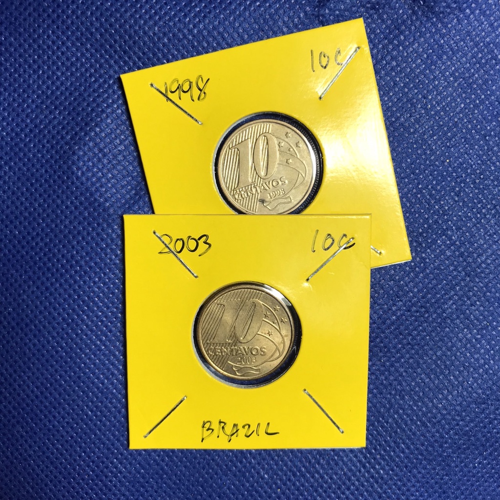 Special Lot No.60287 ปี1998-2003 บราซิล 10 CENTAVOS เหรียญสะสม เหรียญต่างประเทศ เหรียญเก่า หายาก ราคาถูก