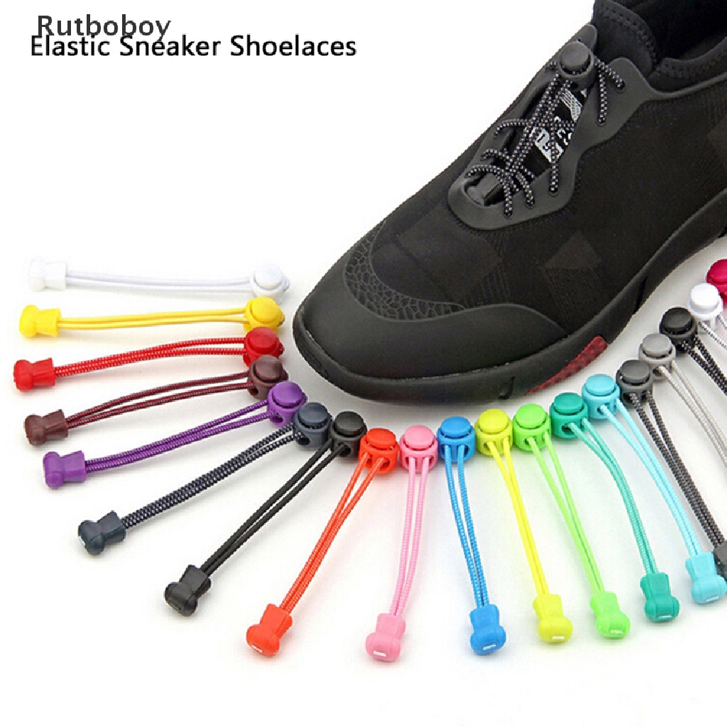 [Rut] 1Pair Elastic shoelaces lock laces no tie triathlon jogging