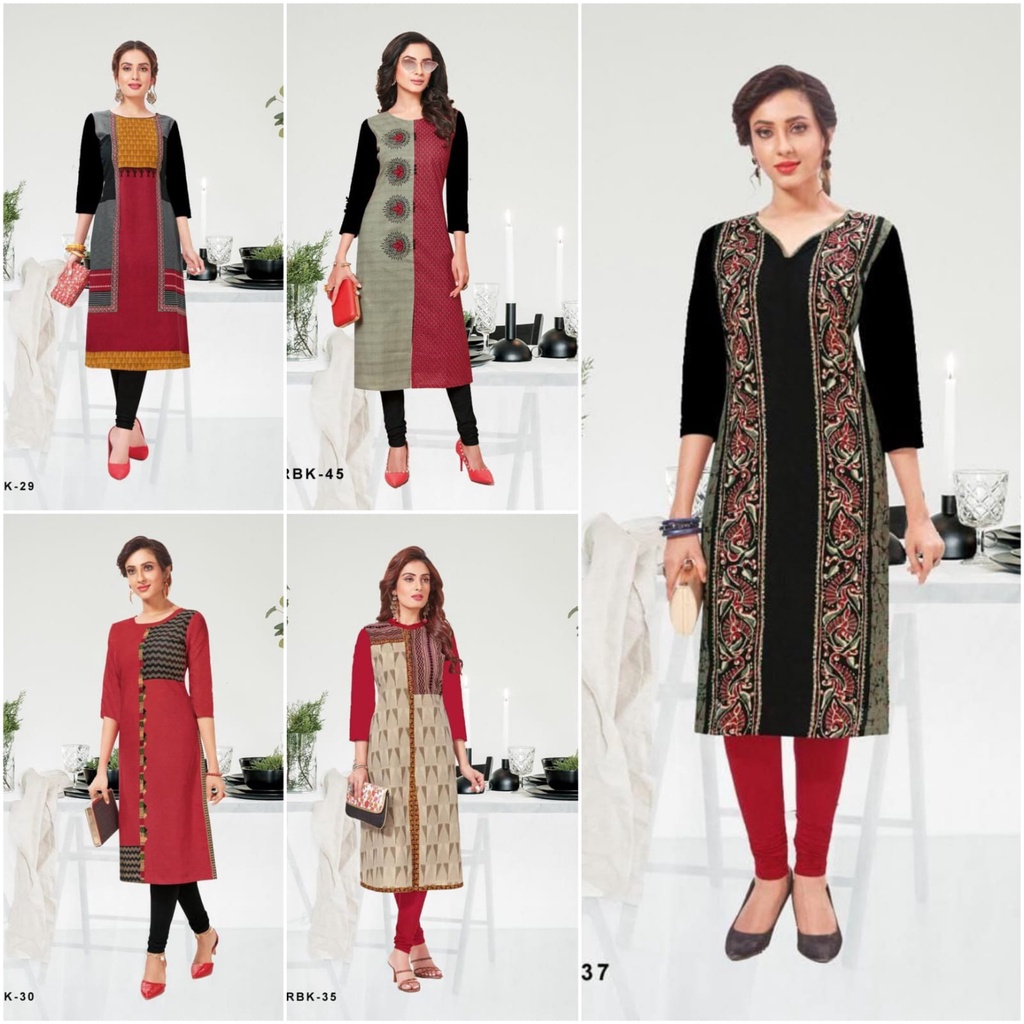 (S ถึง 4Xl) Plus Size Kurti / Digital Print Crepe Kurtis / ชุดลําลอง Kurti สําหรับผู้หญิง