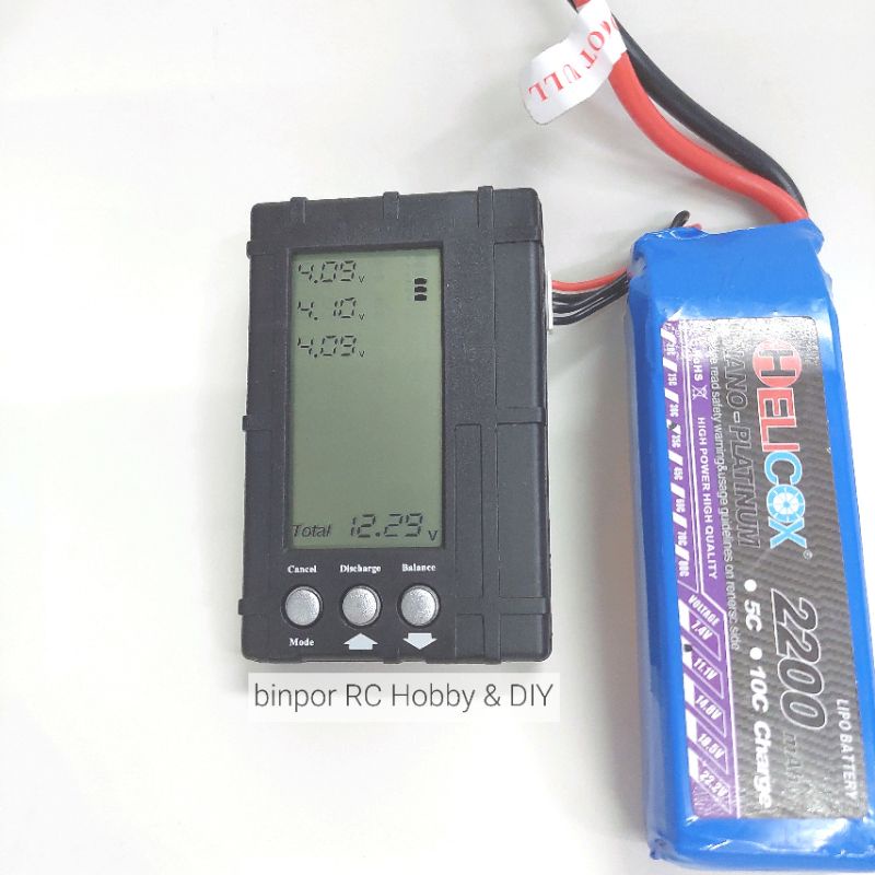 อุปกรณ์ วัดแบต Lipo 2-6 Cell 3 in1 LCD  voltage indicator Meter + Balancer + Discharger