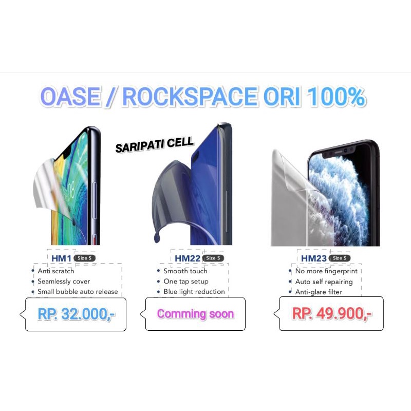 HYDROGEL PROTECTOR OAS / ROCK SPACE สําหรับ FRONT & REAR ALL TYPES