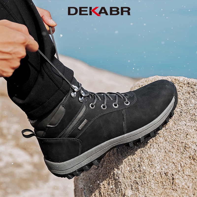 Dekabr รองเท้าบูทหนัง หุ้มข้อ แฮนด์เมด กันหิมะ กันน้ํา กันลื่น ให้ความอบอุ่น เหมาะกับใส่ทํางานกลางแจ้ง แฟชั่นฤดูหนาว สไตล์คลาสสิก สําหรับผู้ชาย