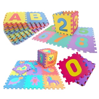 ฺBrandToys แผ่นรองคลาน จิ๊กซอร์ EVA Mat ขนาด 30x30cm หนา 0.8 cm ลาย ABC กขค สัตว์ ตัวเลข ผลไม้ 0-9 แผ่นรองคลานจิ๊กซอร์
