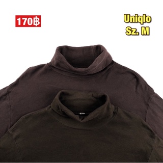 ❄️🌨🛋 เสื้อคอเต่าแขนยาว Uniqlo size M , เสื้อคอเต่าสีพื้น เสื้อคอเต่า สเวตเตอร์