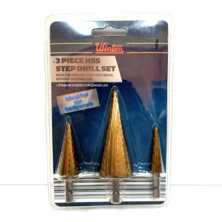 Winton ดอกเสตป ดอกสว่านเจาะขยาย ดอกเจดีย์ เคลือบไทเทเนียม HSS step drill 3 ตัวชุด 4-32 mm