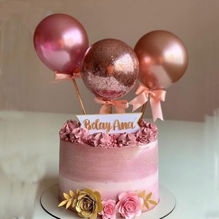 1 set Creative Metal Rose Gold Balloon Cake Topper Happy Birthday Party Decor Kids Wedding Birthday Cake Decor Baby Shower One 1st