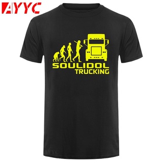 เสื้อยืดแขนสั้น ผ้าฝ้าย พิมพ์ลายรถบรรทุก EVOLUTION TRUCKING สําหรับผู้ชายS-5XL