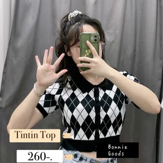 Bonnie Good|Tintin Top 🧵🧸 เสื้อครอปไหมพรมลายตาราง