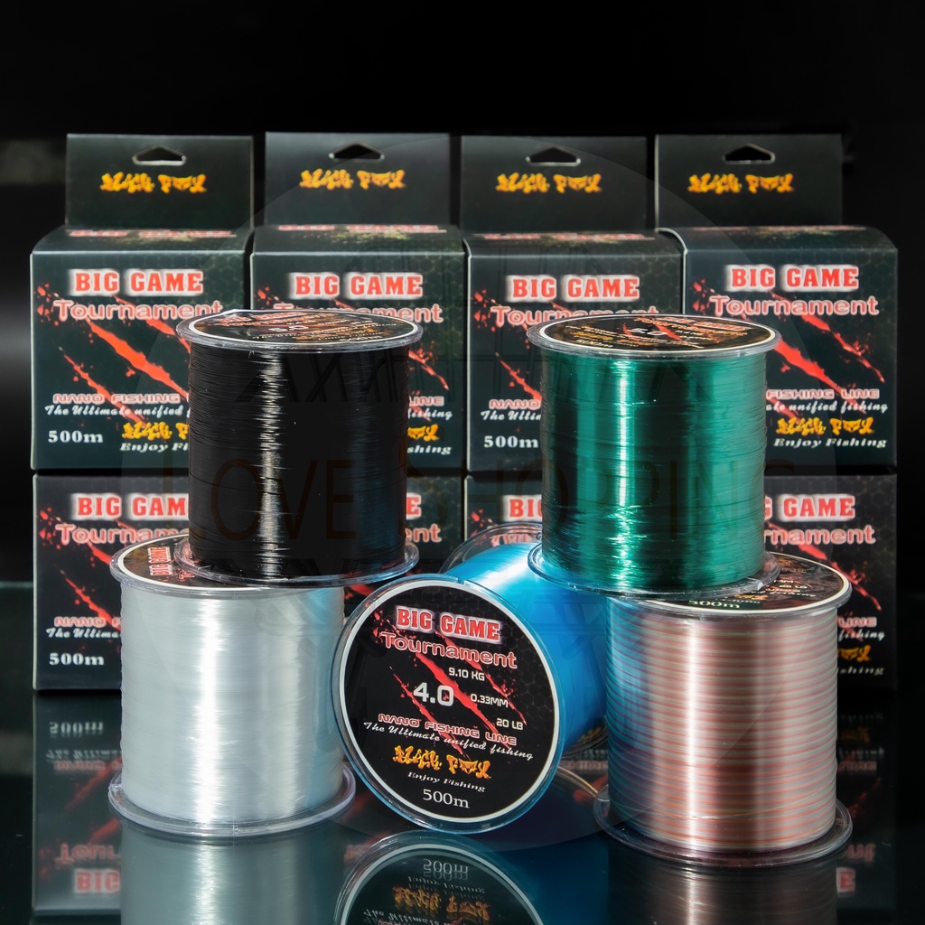 เอ็นตกปลา สายเอ็นตกปลา เอ็นตกปลาbig game tournament มี5สีให้เลือก(สีใส / ดำ /ฟ้า /เขียว/รุ้ง )เอ็นตก