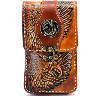 Chinatown leather กระเป๋าหนังวัวแท้ร้อยเข็มขัดฝาตั้งตอกลายตะ…