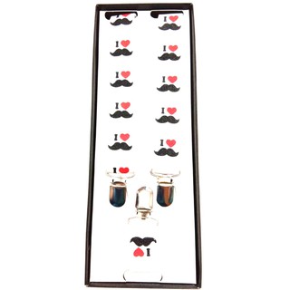 สายเอี๊ยมแฟชั่นเครื่องแต่งกายsuspenders ลายหนวดสีขาวแดงดำ