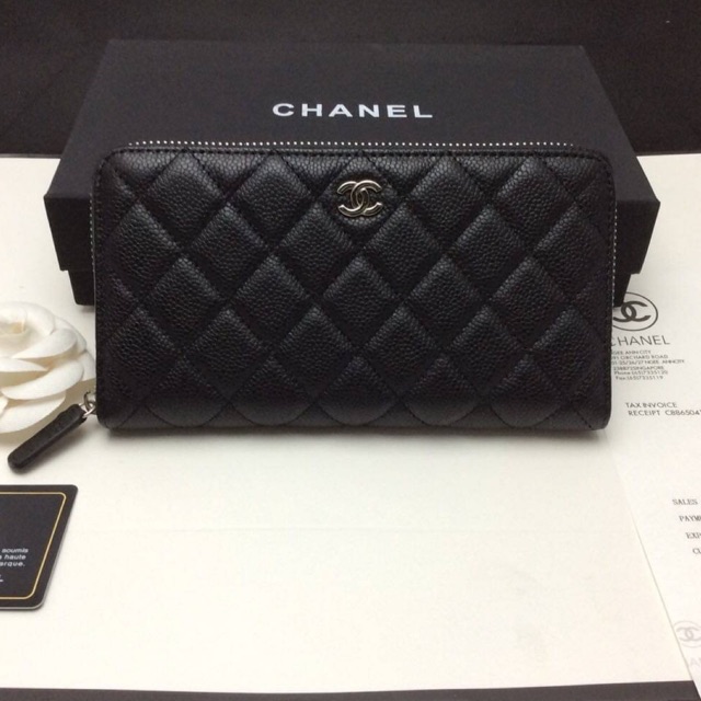 กระเป๋าสตางค์ชาเนล Chanel zippy wallet เกรด Hiend หนังแท้ เหมือนแท้ พร้อมอุปกรณ์ครบ