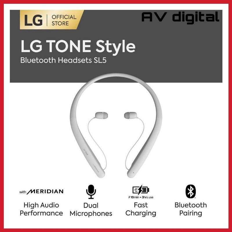 LG หูฟังไร้สาย รุ่น HBS-SL5.ABTHBK(สีดำ)​ บลูทูธแบบคล้องคอ