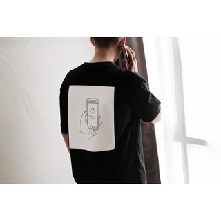 เสื้อยืดคอกลมเสื้อยืดโอเวอร์ไซส์ GURETO : Internet (Black)S-3XL