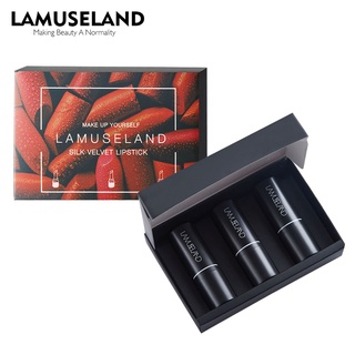 [Wholesale] Lamuseland ลิปสติกกำมะหยี่กันน้ำ 3 ชิ้น / ชุด #LA12