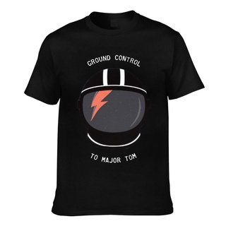 ผ้าฝ้ายคอกลมเสื้อยืด ผ้าฝ้าย พิมพ์ลาย Major Tom Ground Control David Bowie สําหรับผู้ชายfrom S-4XL