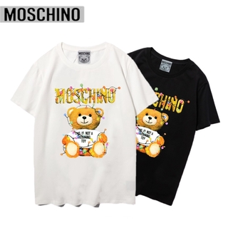 เสื้อยืดวินเทจพร้อมส่ง Mos-Ch-Ino เสื้อยืดคอกลมแขนสั้นผ้าฝ้ายพิมพ์ลายหมีS-3XL