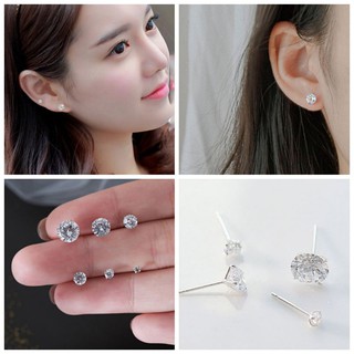 (Silver925)ต่างหูเงินแท้ ตุ้มหูดาวเพชร เงินแท้ YUE10