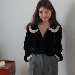 Suxi เสื้อเชิ้ตแขนยาว ผ้ากํามะหยี่ สไตล์เกาหลี แฟชั่นฤดูใบไม้ร่วง สําหรับผู้หญิง