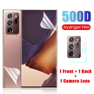 3 In1 ฟิล์มกระจกนิรภัยกันรอยหน้าจอไฮโดรเจล + เลนส์กล้องสําหรับ Samsung Galaxy S8 S9 S10 S20 Plus Ultra Fe A72 A52 A32 4G 5G