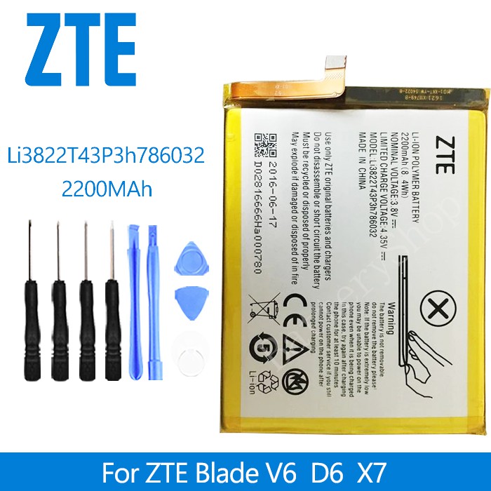 แบตเตอรี่ Li3822T43P3h786032 Orbic Orbic-RC-501L / ZTE Blade V6 ZTE Blade D6 / ZTE Blade X7 3.8V 220