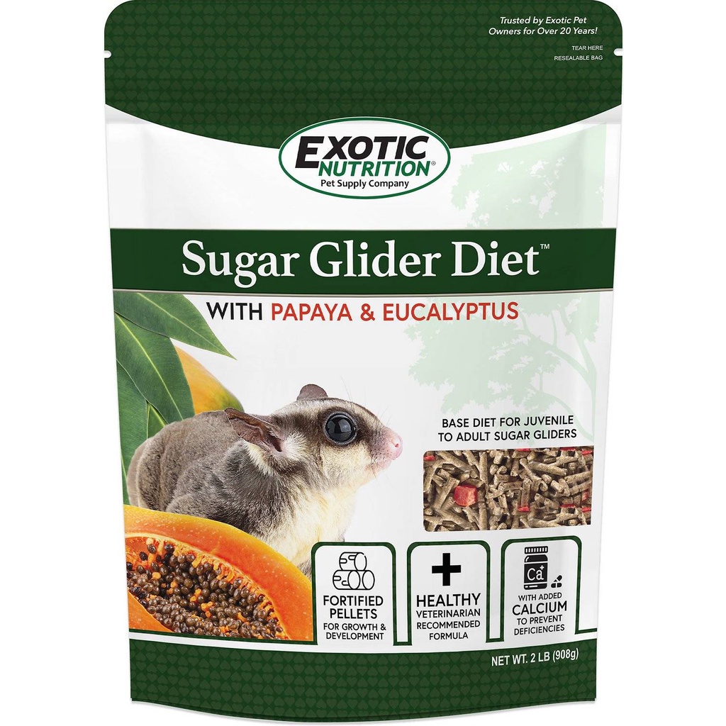 Exotic Nutrition SUGAR GLIDER DIET PAPAYA AND EUCALYPTUS ประกอบด้วยมะละกอและยูคาลิปตัส 2LB.