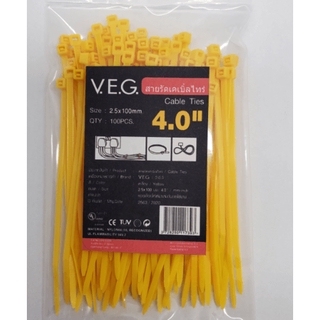 V.E.G สายรัดเคเบิ้ลไทร์2.5x100มม. 4นิ้ว  Cable Ties 4 สีเหลือง