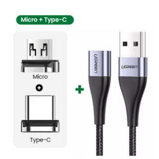 UGREEN (60277+60209)Magnetic USB Cable Fast USB C+Micro USB Head  1 Meter **ขายรวม2หัวไม่มีแยกขายนะครับ**