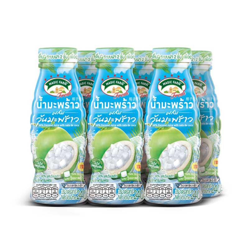 เมจิกฟาร์ม เฟรช น้ำมะพร้าวน้ำหอม ขนาด 240ml ยกแพ็ค 6ขวด MAGIC FARM ...