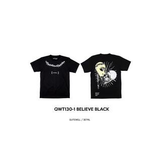 เสื้อยืดโอเวอร์ไซส์QWT130-1 BELIEVE BLACKS-3XL