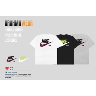 เสื้อแฟชั่นผญ sexy - [ภราดรภาพ] ลําลองขนาดใหญ่ NIKE พิมพ์ขนาดใหญ่กีฬาผ้าฝ้ายเสื้อยืดแขนสั้นผู้ชายคู