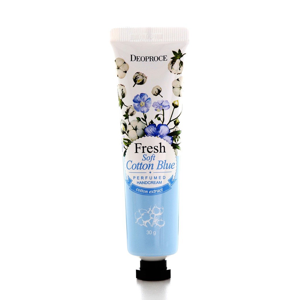 ครีมทามือ บำรุงมือและเล็บ กลิ่นคอตตอนบลู  มือนุ่ม น่าสัมผัส ดีโอพรอเช่  Deoproce Fresh Soft Hand cre