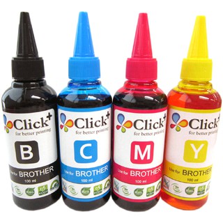 หมึกเติม อิงค์เจ็ท สำหรับเครื่องพิมพ์อิงค์เจ็ท Click+((Brother))เทียบเท่า 4 สี 100ml.