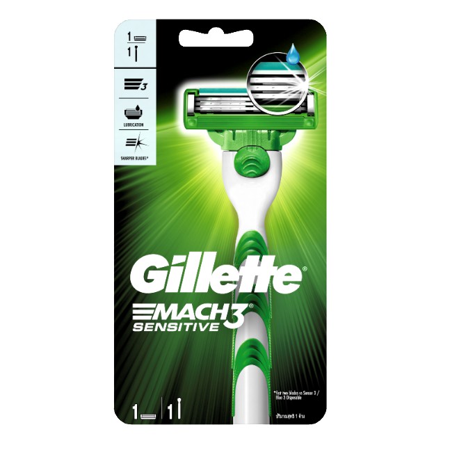 Gillette Mach 3 ยิลเลตต์ มัคทรีเซนซิทีฟ ด้ามพร้อมใบมีด p&g