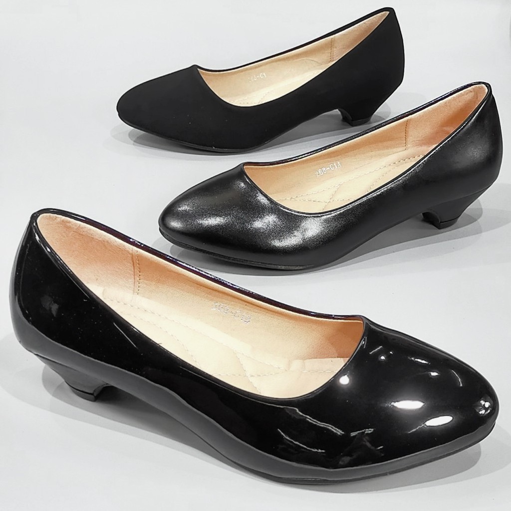 168-C1,C1A,C1B  รองเท้าคัชชูนักศึกษา คัชชูสีดำ 1.5 นิ้ว Fairy หนังPU นิวบัค(เท้าอวบเผื่อไซส์)