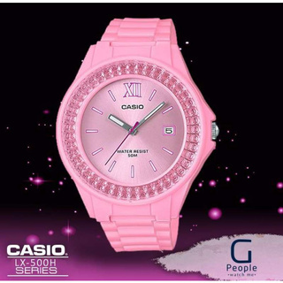 นาฬิกา Casio รุ่น LX500H4E2VDF นาฬิกาผู้หญิง สายเรซิ่นสีชมพูสุดหวานเต็ม