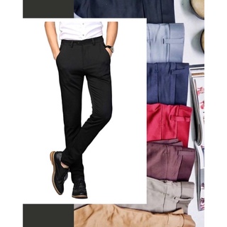 กางเกงสแล็คทรงกระบอกเล็กเข้ารูป มีให้เลือก7 สี ผ้ายืดใส่สบาย เอว28-38"